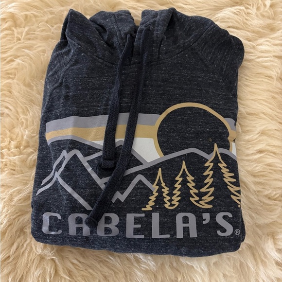 Cabela's Gray Fleece Lined Athletic Logo Pullover Hoodie Sweatshirt - Picture 4 of 4